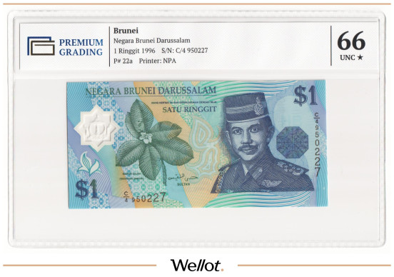 Изображение лота 1 Ринггит 1996 Бруней PG 66+ UNC