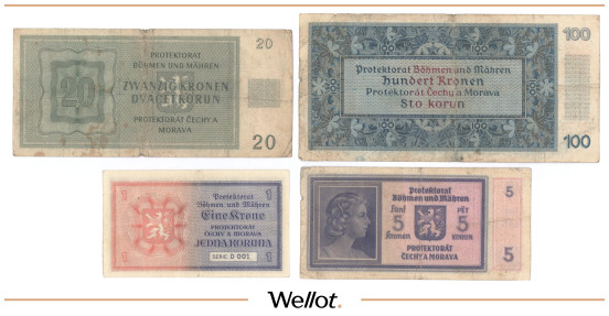 Изображение лота 1-5-20-100 Крон 1940-1944 Богемия и Моравия