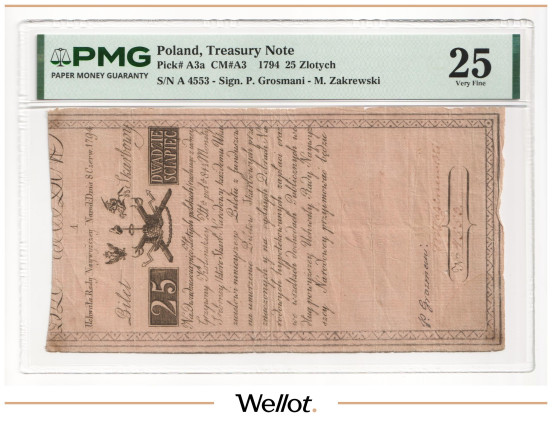 Изображение лота 25 Злотых 1794 Польша PMG 25