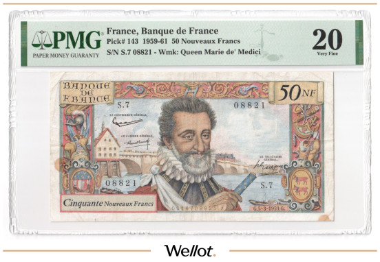 Изображение лота 50 Новых Франков 1959 Франция PMG 20