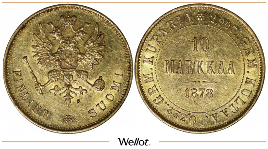 Изображение лота 10 Марок 1878 S Александр II для Финляндии AUNC