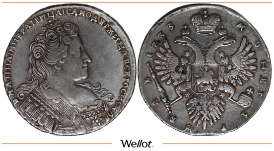 Изображение лота 1 Рубль 1733 Анна Иоанновна