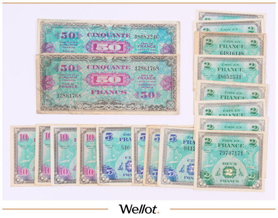 Изображение лота Подборка Банкнот 1944 Франция Администрация Союзников 18 шт