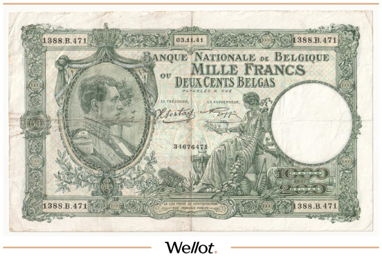 Изображение лота 1000 Франков (200 Белгов) 1941 Бельгия