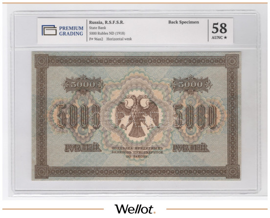 Изображение лота 5000 Рублей 1918 Россия РСФСР Образец PG 58-65 UNC