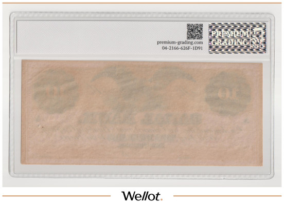 Изображение лота 10 Долларов ND (1860е) США Луизиана Новый Орлеан Canal and Banking Company PG 58+ AUNC