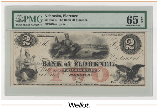 2 Доллара ND (1800е) США Небраска Флоренция PMG 65 EPQ UNC