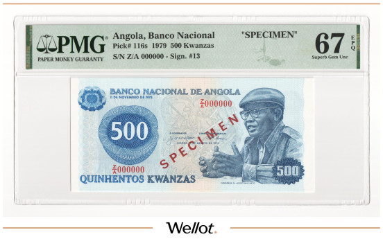 Изображение лота 500 Кванз 1979 Ангола Образец PMG 67 EPQ UNC