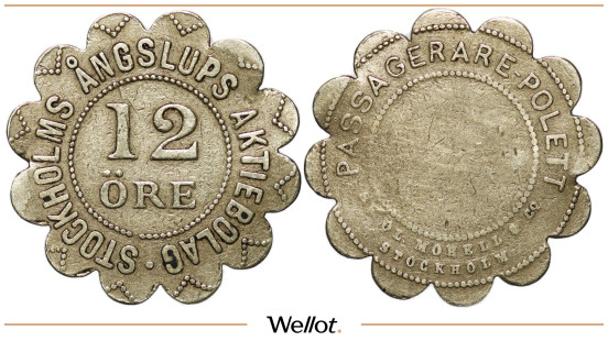 Изображение лота 12 Эре ND (1873) Транспортный Жетон Швеция Стокгольм