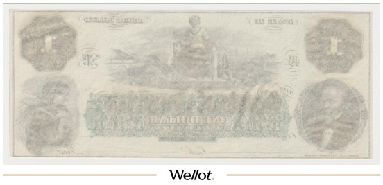 Изображение лота 1 Доллар ND (1800е) США Род-Айленд Банк Америки Бланк UNC