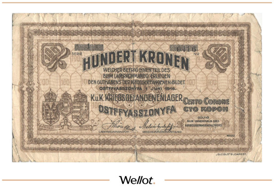 Изображение лота 100 Крон 1916 Австрия Остффьяшшоньфа Лагерь Военнопленных