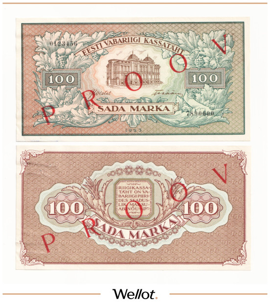Изображение лота 100 Марок 1923 Эстония Образец AUNC