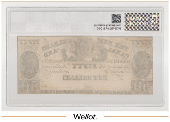 Изображение лота 50 Долларов ND (1830е) США Луизиана Новый Орлеан Canal and Banking Company PG 64 UNC