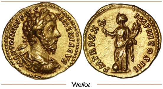 Изображение лота Аурей 165-166 Марк Аврелий Римская Империя AUNC
