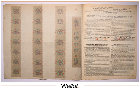 Изображение лота 187 Рублей 50 Копеек 1906 Российская Империя Государственный 5% Заем Образец