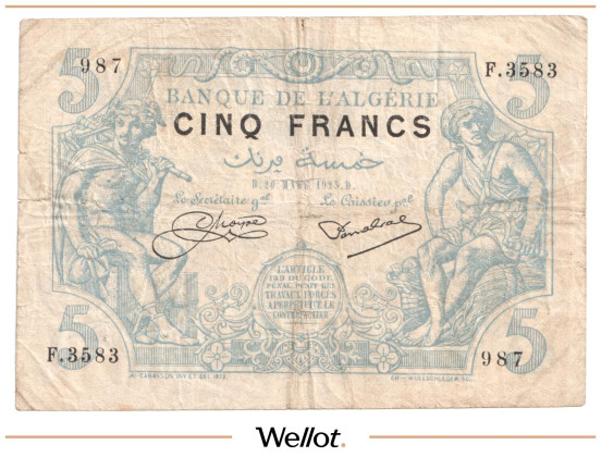 Изображение лота 5 Франков 1925 Алжир