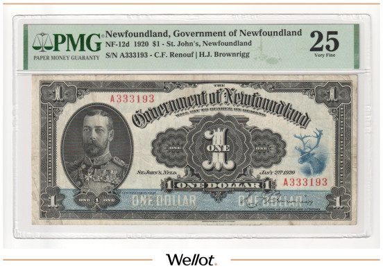1 Доллар 1920 Ньюфаундленд PMG 25 VF