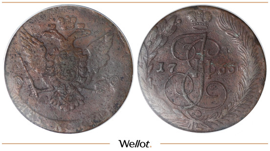Изображение лота 5 Копеек 1765 Екатерина II PCGS XF40