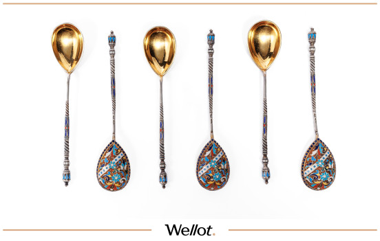 Изображение лота Серебряная Чайная Ложка Фабрика Петра Павловича Милюкова 1899-1908 гг. Российская Империя 6 штук