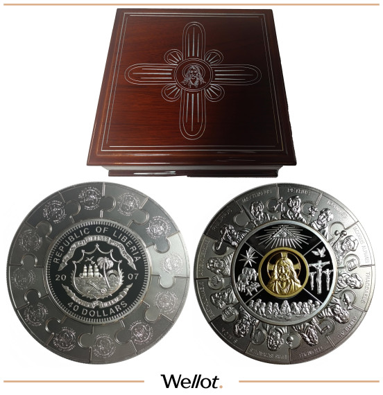 Изображение лота 100 Долларов 2007 Двенадцать Апостолов Либерия 1 кг PF