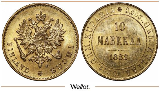 Изображение лота 10 Марок 1882 S Александр III для Финляндии UNC-