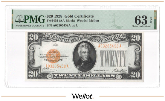 20 Долларов 1928 США PMG 63 EPQ UNC