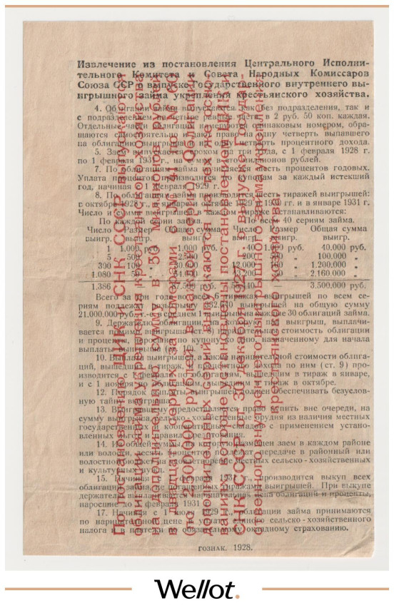 Изображение лота 2 Рубля 50 Копеек 1928 Россия СССР Государственный Внутренний Заем Укрепления Крестьянского Хозяйства