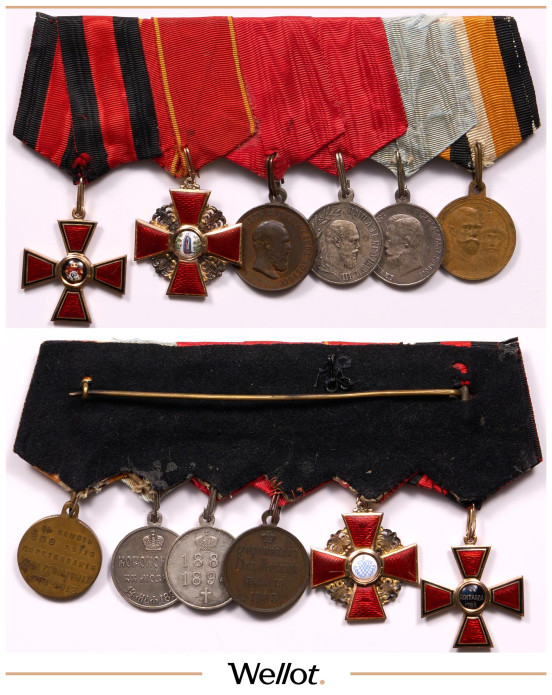 Изображение лота Колодка на Шесть Наград. Два Ордена и Четыре Медали на Гражданского Чиновника Начала XX в.