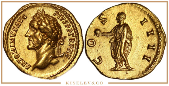 Изображение лота Аурей 151-152 Антонин Пий Римская Империя AUNC
