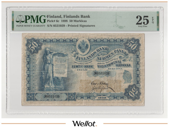 Изображение лота 50 Марок Золотом 1898 Российская Империя Финляндия PMG 25 EPQ VF
