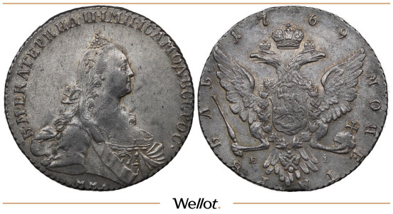 Изображение лота 1 Рубль 1769 ММД ЕI Екатерина II aUNC