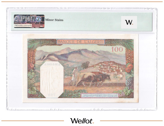 Изображение лота 100 Франков 1945 Алжир PMG 63 UNC