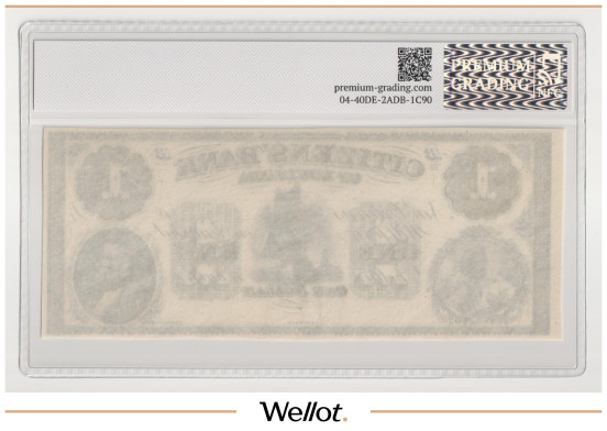 Изображение лота 1 Доллар ND (1860е) США Луизиана Новый Орлеан Citizens Bank PG 65+ UNC