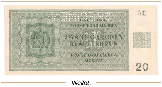Изображение лота 20 Крон 1944 Богемия и Моравия Образец UNC-