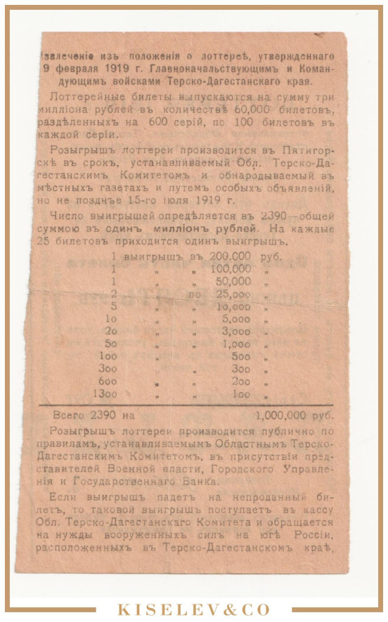 Изображение лота 10 Рублей 1918 Россия Лотерейный Билет