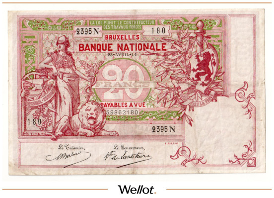Изображение лота 20 Франков 1914 Бельгия