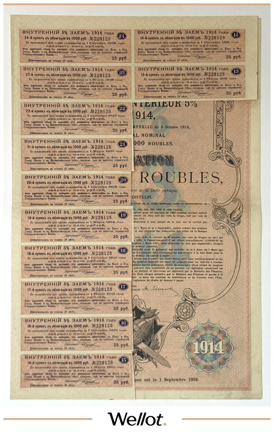 Изображение лота 1000 Рублей 1914 Российская Империя Внутренний 5% Заем