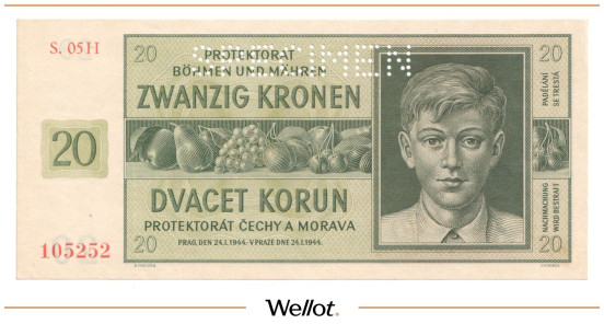 Изображение лота 20 Крон 1944 Богемия и Моравия Образец UNC-