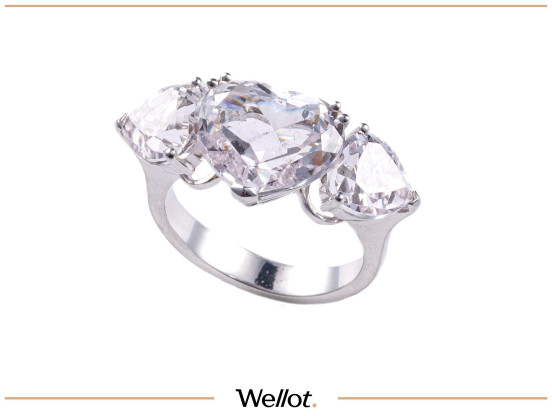 Кольцо с Натуральными Кунцитами «Три Сердца»