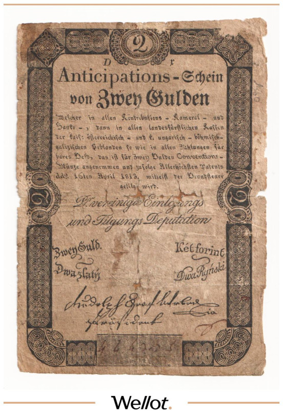 Изображение лота 2 Гульдена 1813 Австрия