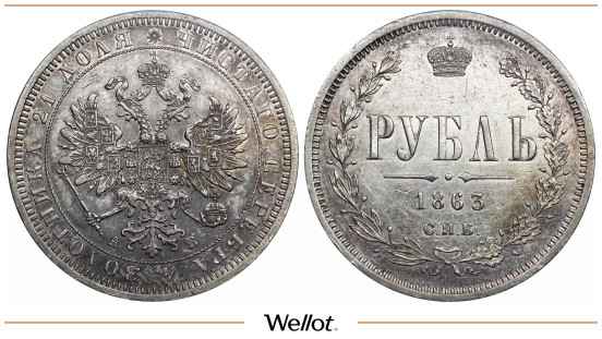 1 Рубль 1863 СПБ АБ Александр II