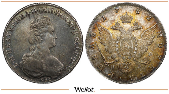 Изображение лота 1 Рубль 1782 СПБ ИЗ Екатерина II АUNC
