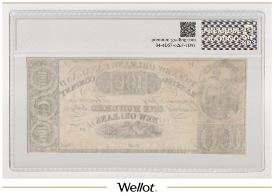 Изображение лота 100 Долларов ND (1830е) США Луизиана Новый Орлеан Canal and Banking Company PG 63 UNC