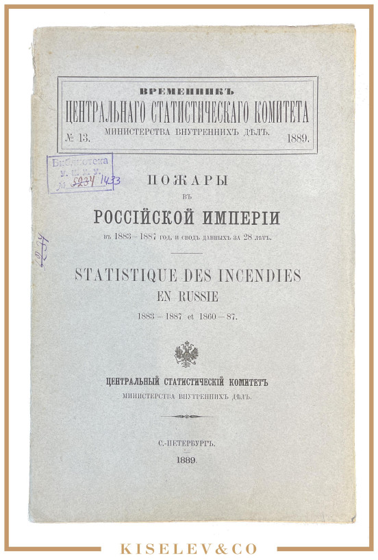 Изображение лота Статистический Сборник "Пожары в Российской Империи" 1889