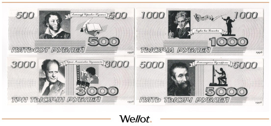 Изображение лота 500-5000 Рублей 1996 Российская Федерация Кемерово Магазин "Марка" 4 шт