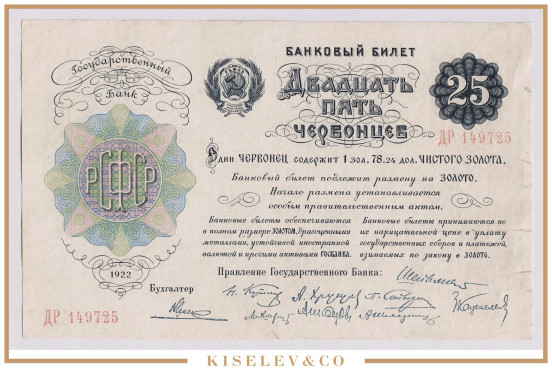 25 Червонцев 1922 Россия РСФСР