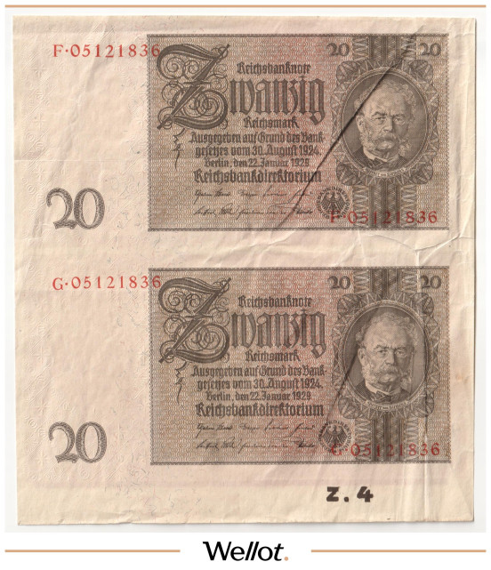 Изображение лота 20 Рейхсмарок 1929 Германия Сцепка 2шт