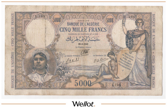 Изображение лота 5000 Франков 1942 Алжир