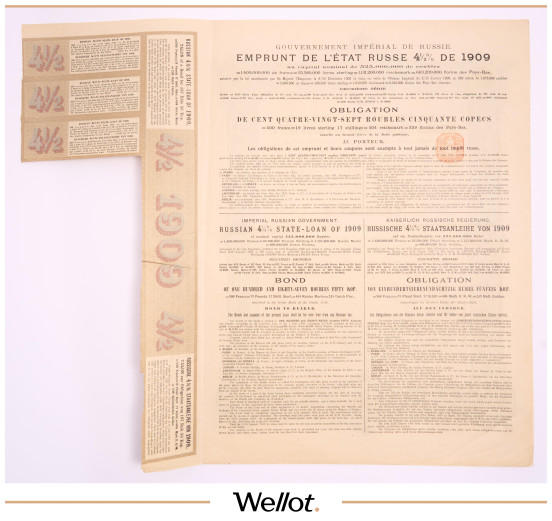 Изображение лота 187 Рублей 50 Копеек 1909 Российская Империя Государственный 4,5% Заем