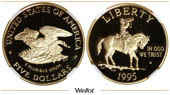 Изображение лота 5 Долларов 1995 W Гражданская Война США NRG PF70